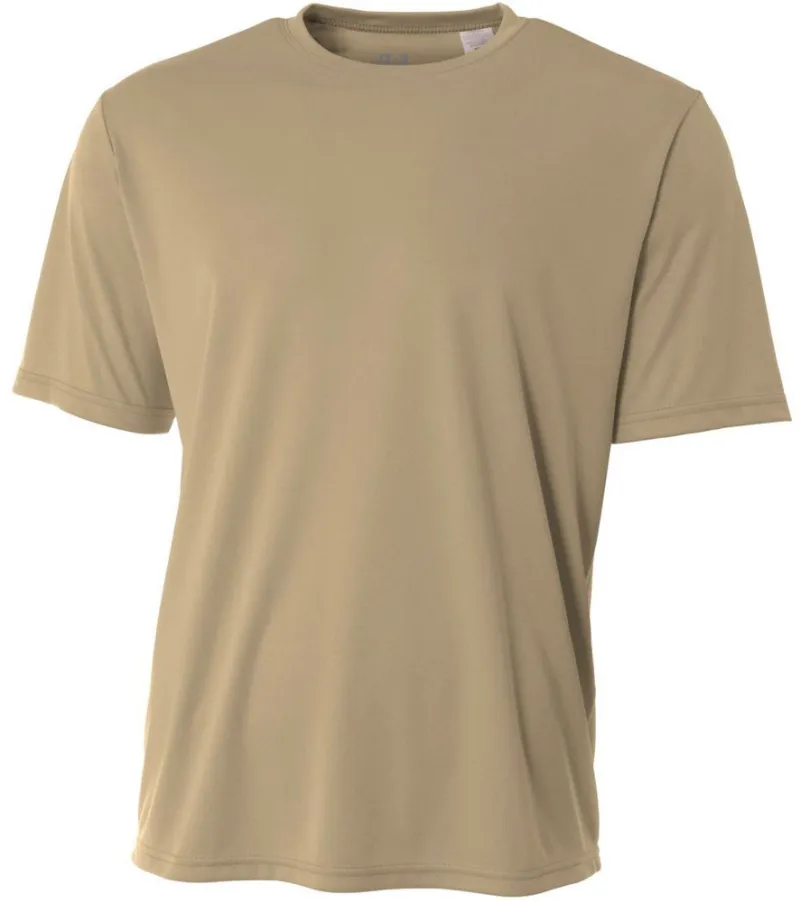 Do It Tennis A4 Men's Performance Crew Shirt (Sand) displayed on model