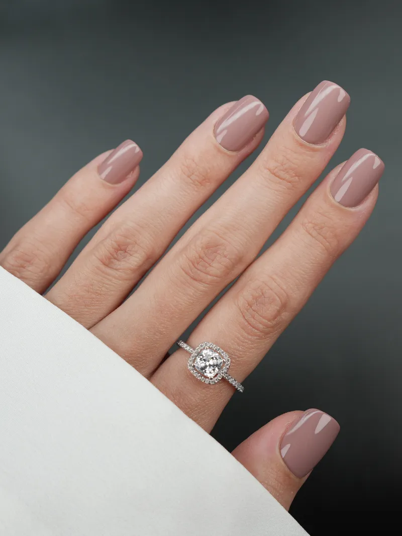 Roxy Nails Paris Cedarwood press-on nails in deep rosy nude with rounded square shape