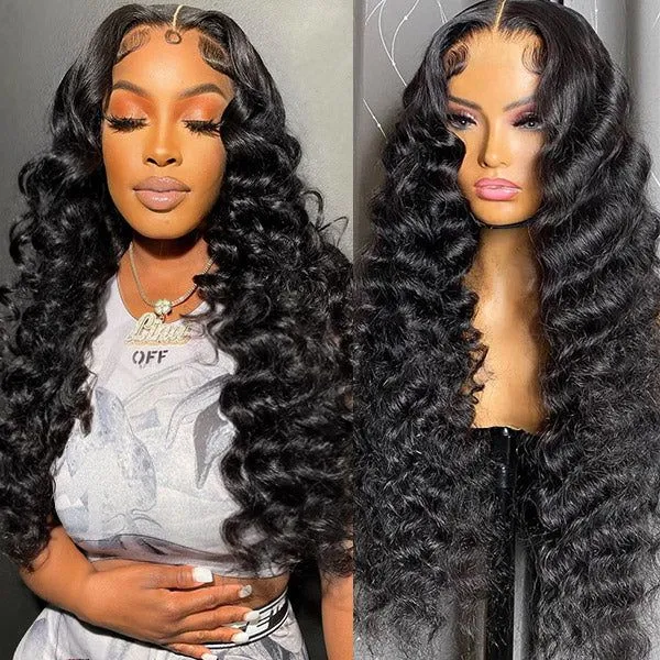 Megalook Pre-Cut Glueless Loose Curly Wig with pre-plucked lace