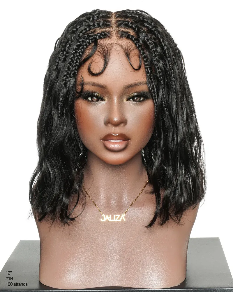 Jaliza Michelle Bob 12 inch Human Hair Body Wave Pre Bleached Swiss HD Full Lace Boho Box Braids