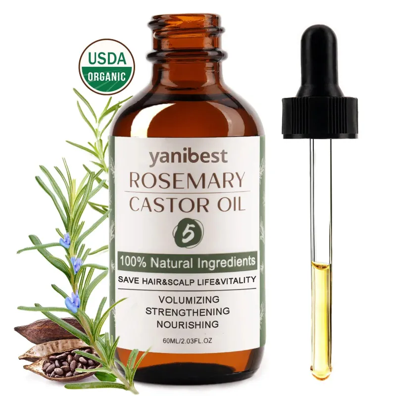 Yanibest Rosemary Castor Anti-Thinning Hair Oil bottle shown for scalp care