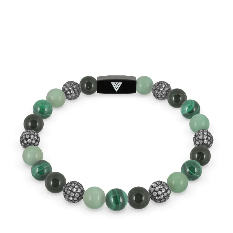 VOLTLIN Green Sirius Stretch Bracelet with mixed stone beads on elastic cord