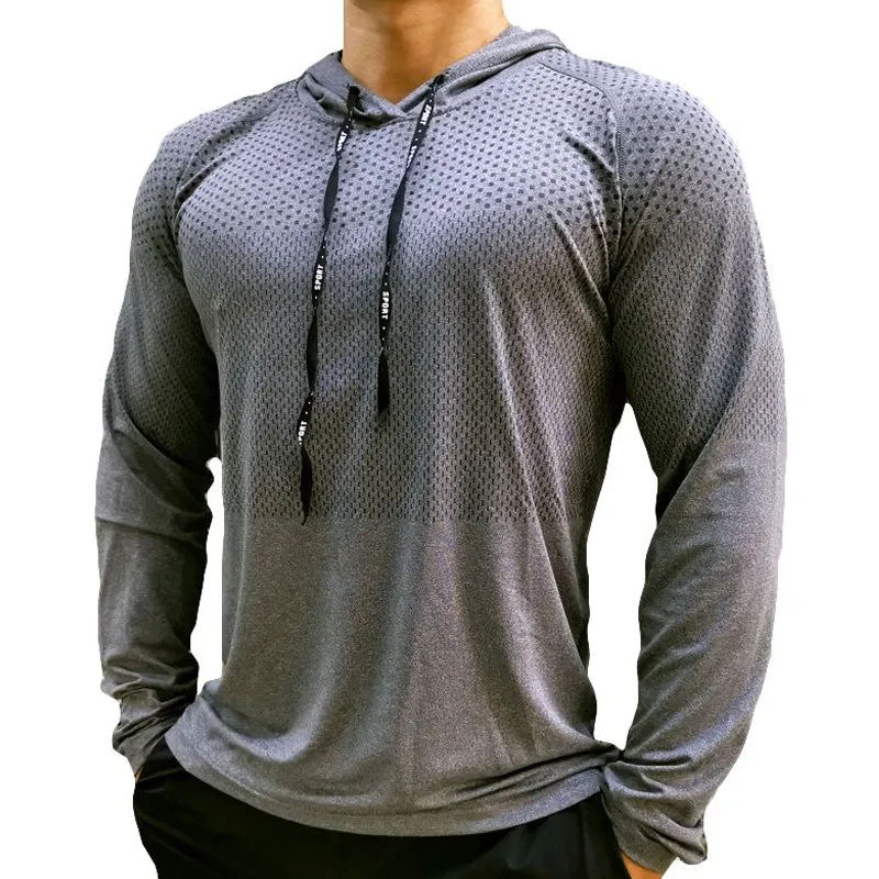 PUPU Sports Men's Quick Dry Track Jacket Lightweight Fitness Workout Hoodie with full zip and hood