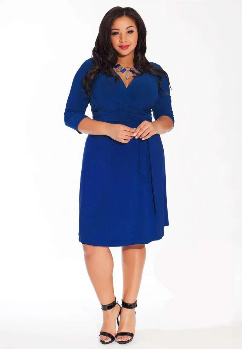 IGIGI Dominique Dress in True Blue (Made To Order) - a plus size true-wrap viscose jersey dress