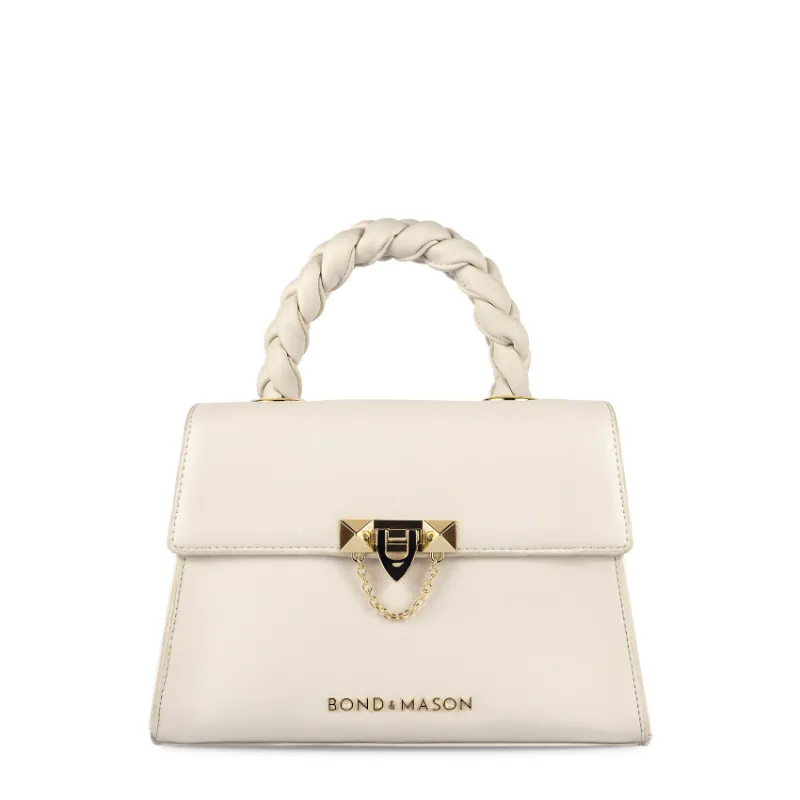Bond & Mason The Ella Handbag (White) showing a white vegan leather handbag