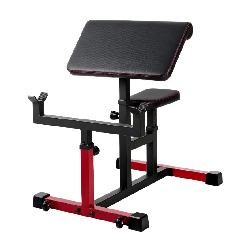 GMWD Fitness Preacher Curl Bench PB01 showing padded armrest and adjustable seat