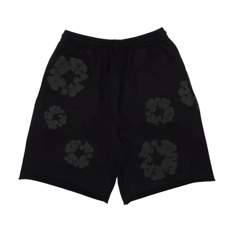 AfewVibe Denim Tears Mono Wreath Sweatshorts Black front view