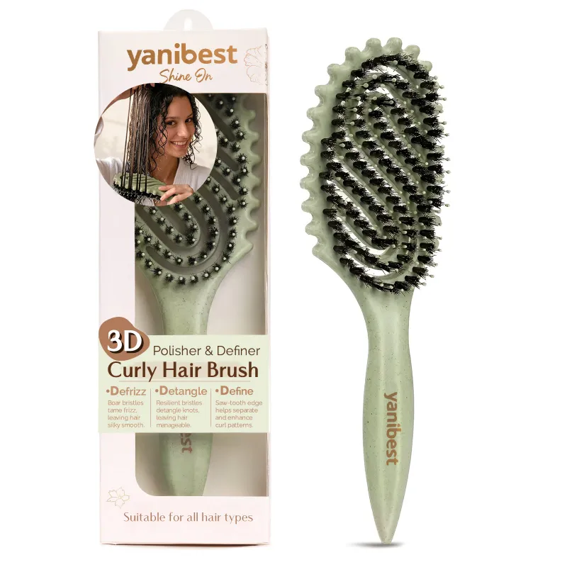 Yanibest 3D Styling Brush for Curly and Coily Hair shown in green