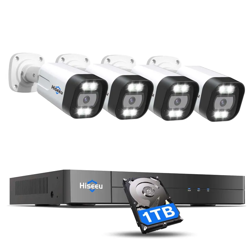 Hiseeu 5MP IP PoE bullet security camera system with NVR