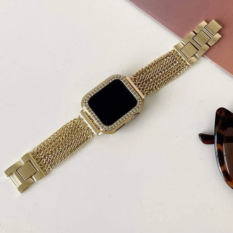 Techypop Tassel Metal Designer Apple Watch Band Strap For iWatch Series SE 6/5/4/3/2/1, metallic band with tassel