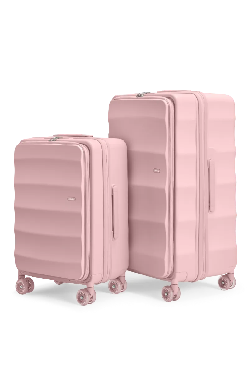 4MYTU Tank Max Suitcases in Blush Pink, two-piece luggage set with carry-on and trunk