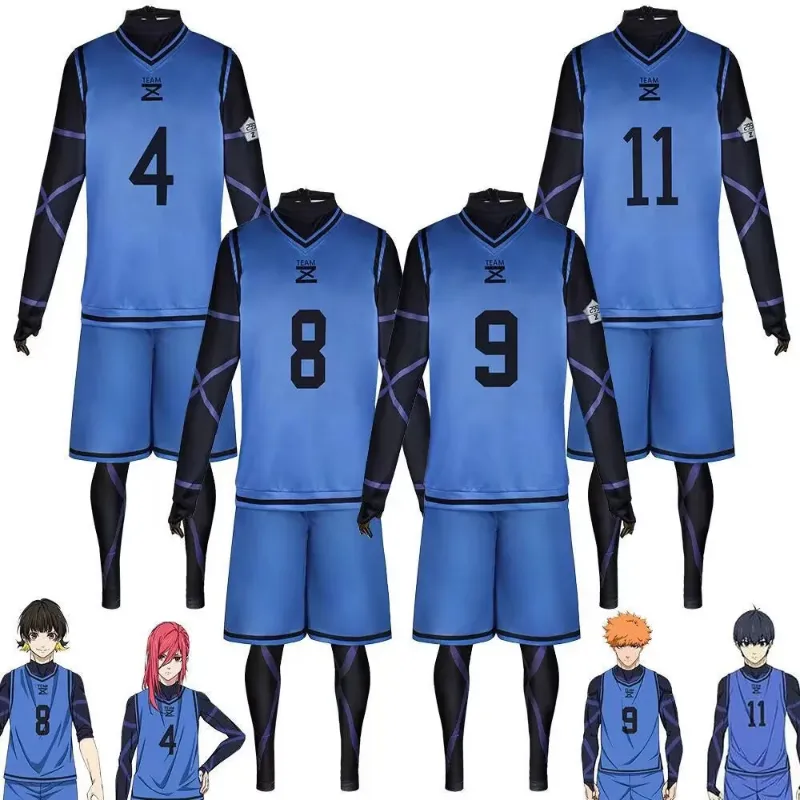Animeancy Blue lock football club sportswear cosplay costume jumpsuit with wig