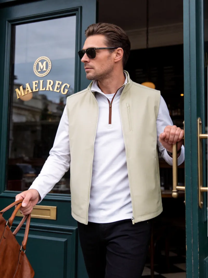 Maelreg Golf Water-Resistant Fleece Golf Vests sleeveless vest with mock neck