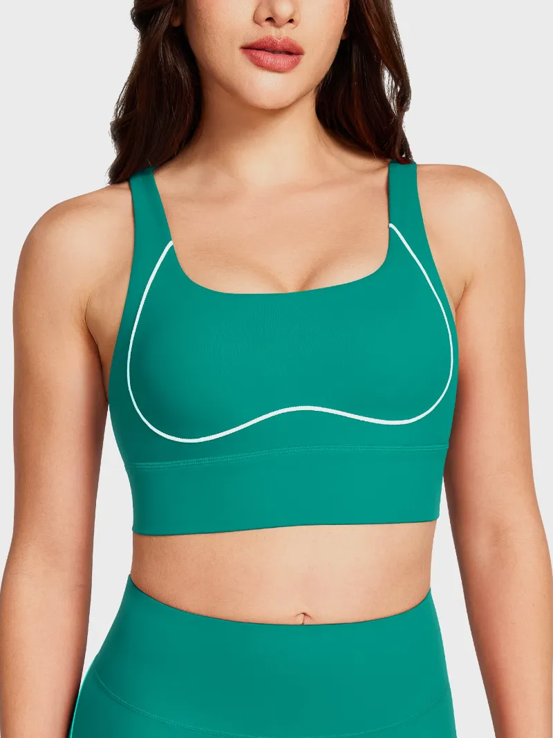 QUEENIEKE Contrast Stitching Sports Bras 251708 in black with contrast trim