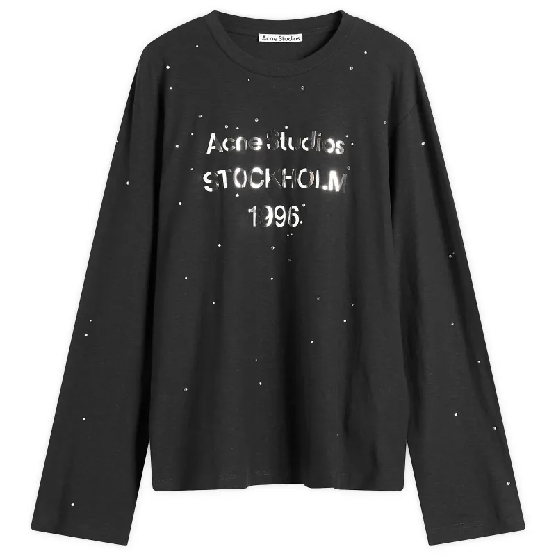 AfewVibe ACNE STUDIOS EDDEN RHINESTONE LONG SLEEVE TOP Black with reflective detail