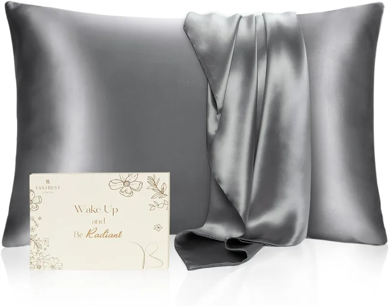 Yanibest Butter Satin Pillowcases and Scrunchies set in Modern Gray
