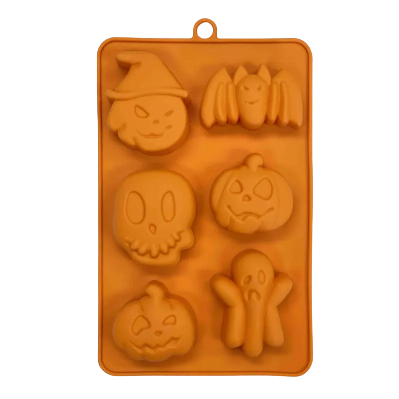 Soda Pup Dogtastic Jelly Shots Silicone Mold Halloween Shapes orange silicone mold with spooky-shaped cavities