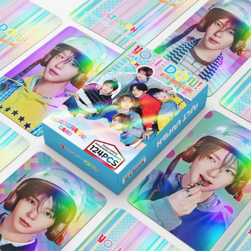 TTAesthetic 124PCS NCT WISH YO-I-DON! Holographic Photocard Stickers showing holographic sticker set