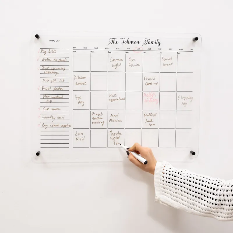 Enjoy The Wood Acrylic Wall Family Planner Calendar 1 multi-column family organizer on acrylic