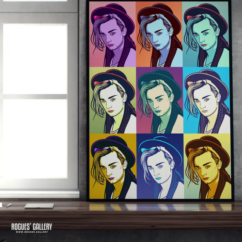 Rogues Gallery 80s Retro Project: Boy George - A3 Pop Art Print with Warhol-style colors
