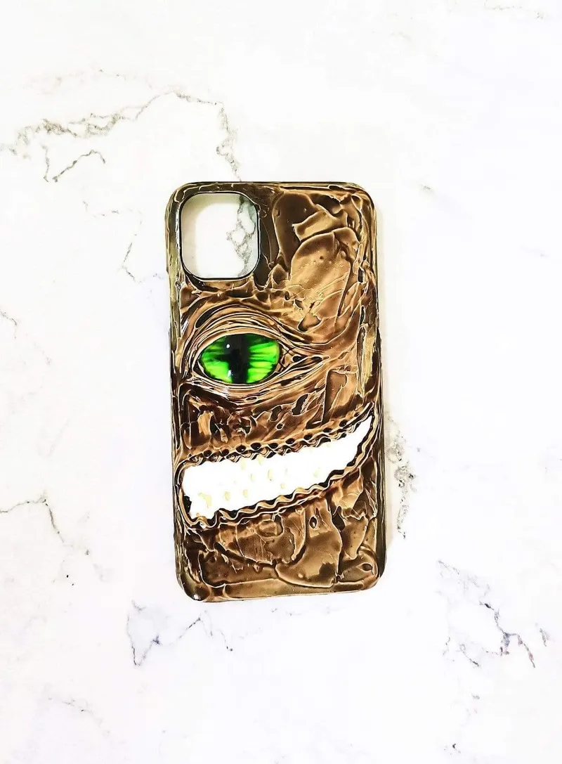 Techypop Smiling Cat Handmade Designer iPhone Case, silicone case with cute cat face on iPhone