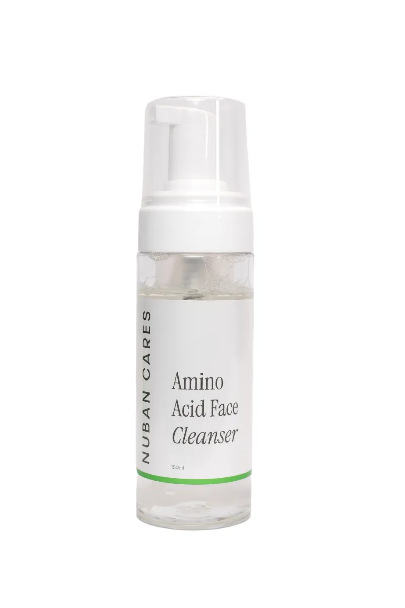 Nuban Beauty Amino Acid Face Cleanser mousse being lathered for a gentle daily face wash