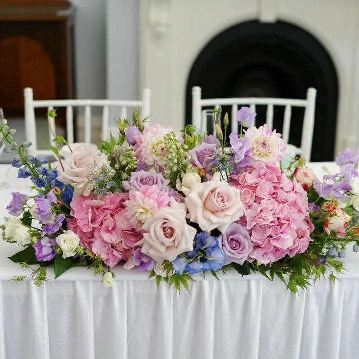 Flower Boom Dallas Lavender & Pink Wedding Centerpiece dome arrangement with greenery