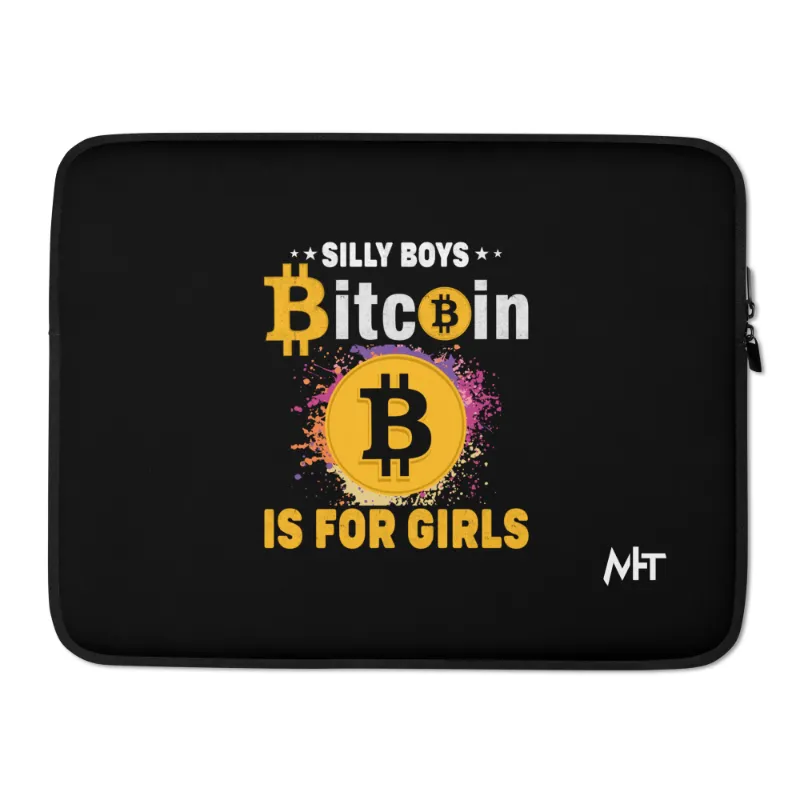 MyHackerTech *Silly Boys* BTC is for Girls laptop sleeve neoprene protective front view