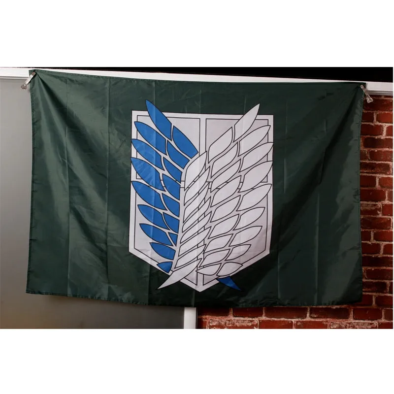 Animeancy Attack On Titan wall hanging flag with Survey Corps logo