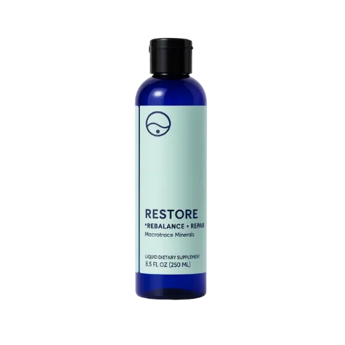 Activation Products Restore trace mineral solution bottle for cellular health and hydration