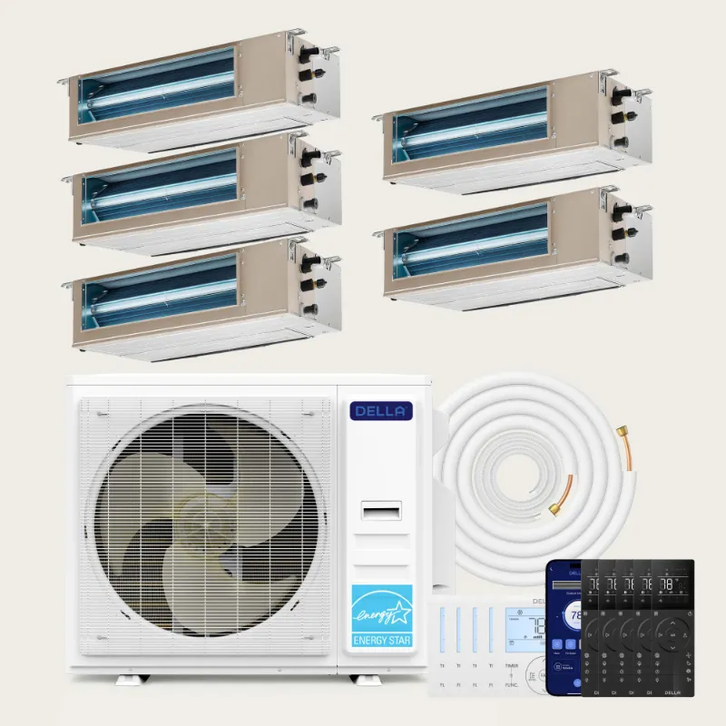 Della Home 41000 BTU five-zone concealed ducted mini split heat pump air conditioner system
