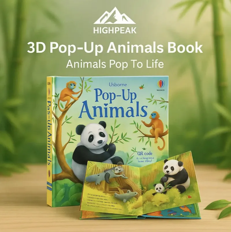 HighPeak 3D Pop-Up Animals Book, an open pop-up book with jungle animals
