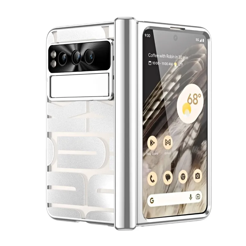The Pixel Case Luxury Silver Google Pixel Fold Case with metallic finish