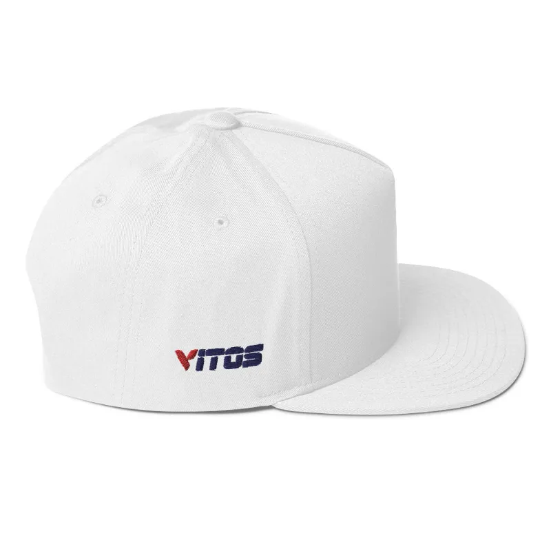 Vitos Flat Bill Cap - structured high-profile cap with green undervisor