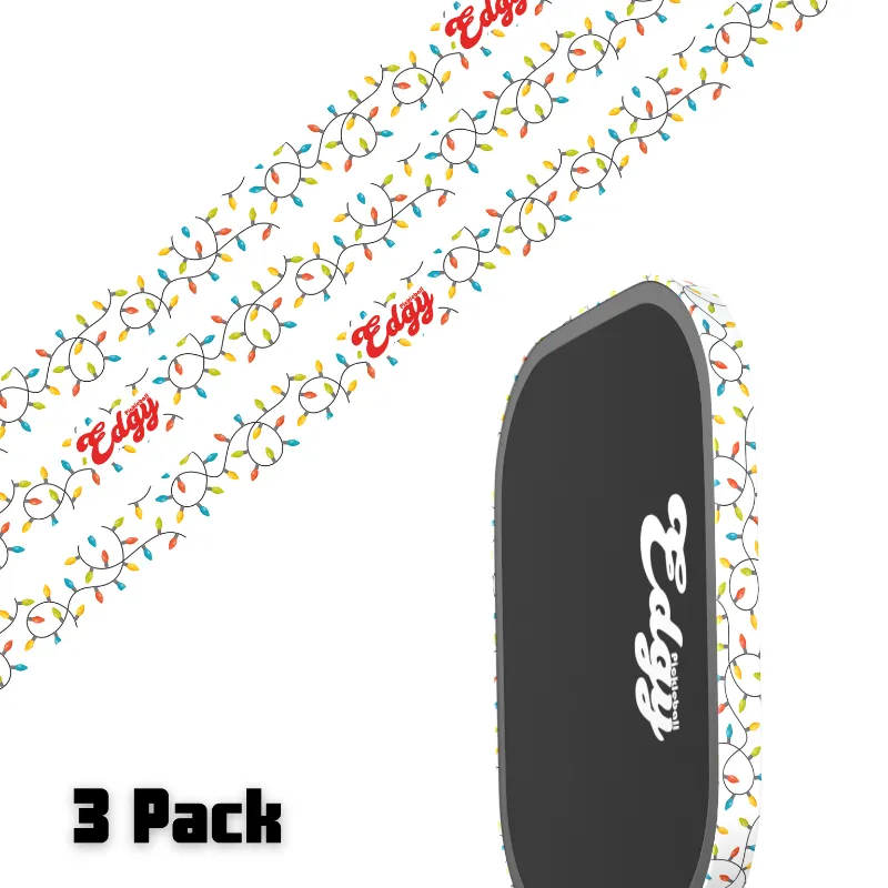 SLYCE Sport Christmas Lights Edge Tape three pack for pickleball paddles with holiday design