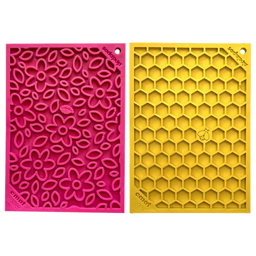 Soda Pup Flower Power and Honeycomb Small Dog Lick Mat Bundle 2-Pack for Puppies and Cats