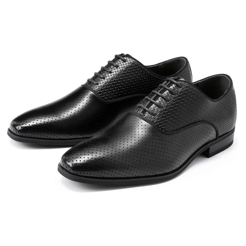 Cloudstyle AUSTIN MILL Men's Oxford Dress Shoes Breathable Perforated Leather Mesh in black