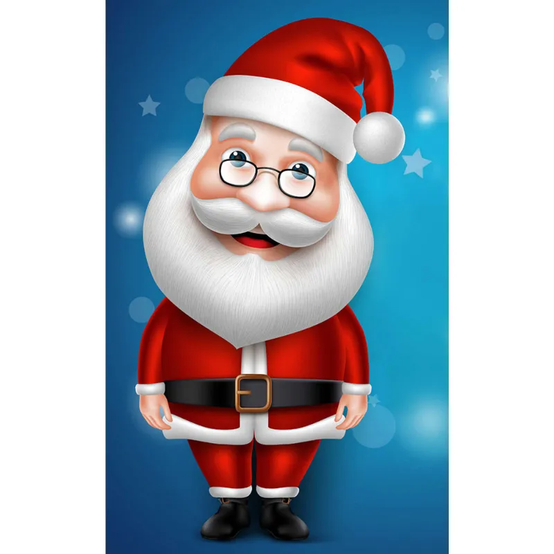 Varvikas 5D Diamond Painting 20×30 cm, Santa Claus (LC022e) showing Santa in red suit with golden belt on sparkly canvas with blue backgroun