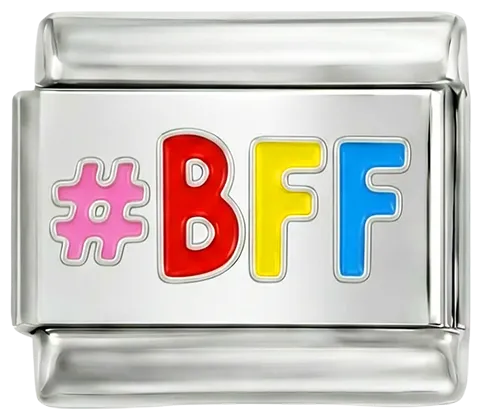 Charms Official #BFF Multicolor Silver charm with colorful enamel lettering