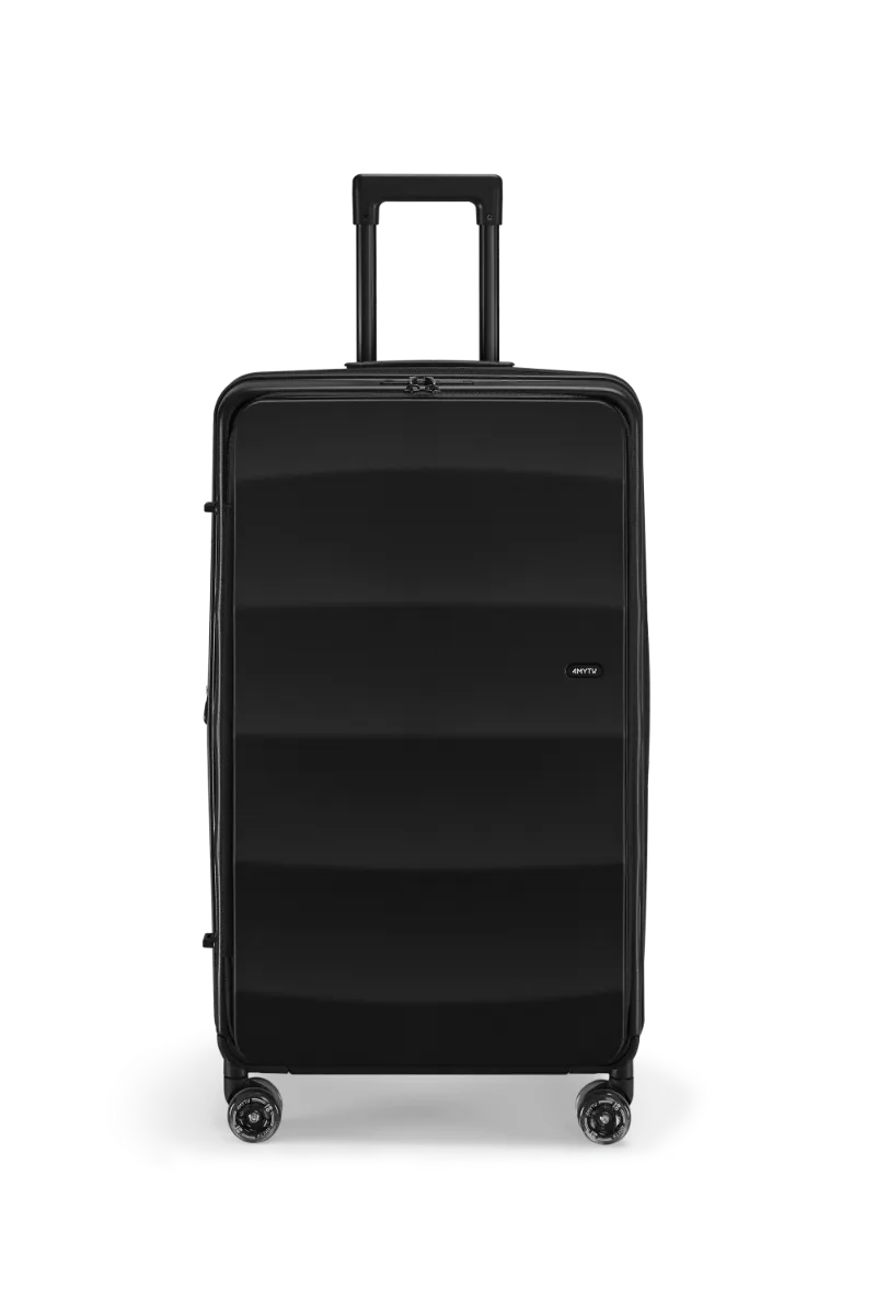4MYTU Tank Lite Max Trunk in Jet Black, large hard-shell suitcase with top-opening lid