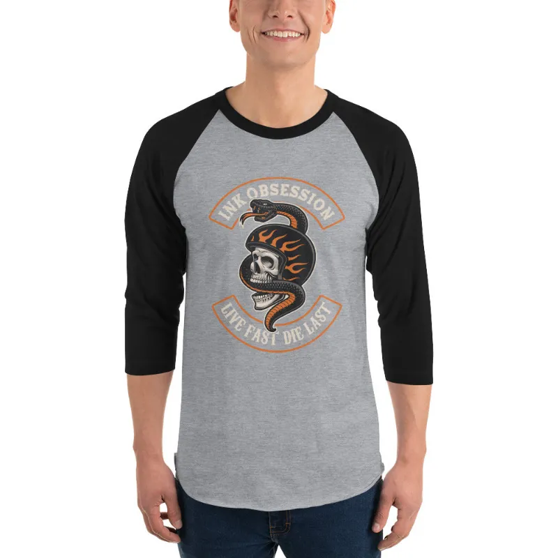 Painless Tattoo 3/4 iO Raglan Shirt shown in a solid color with contrast raglan sleeves
