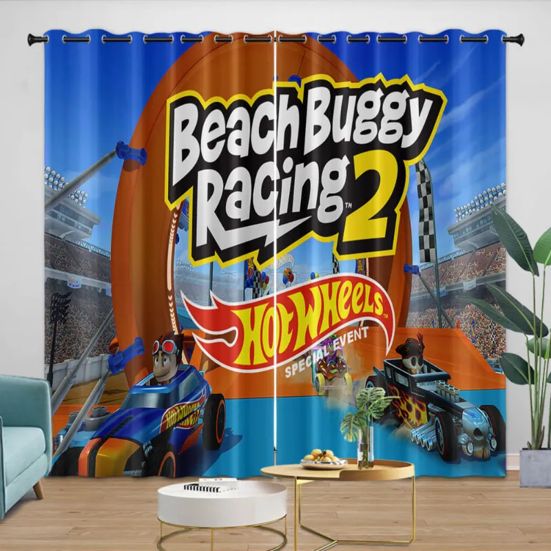 EBuycos Beach Buggy Racing Curtains blackout window drapes with colorful racing graphics