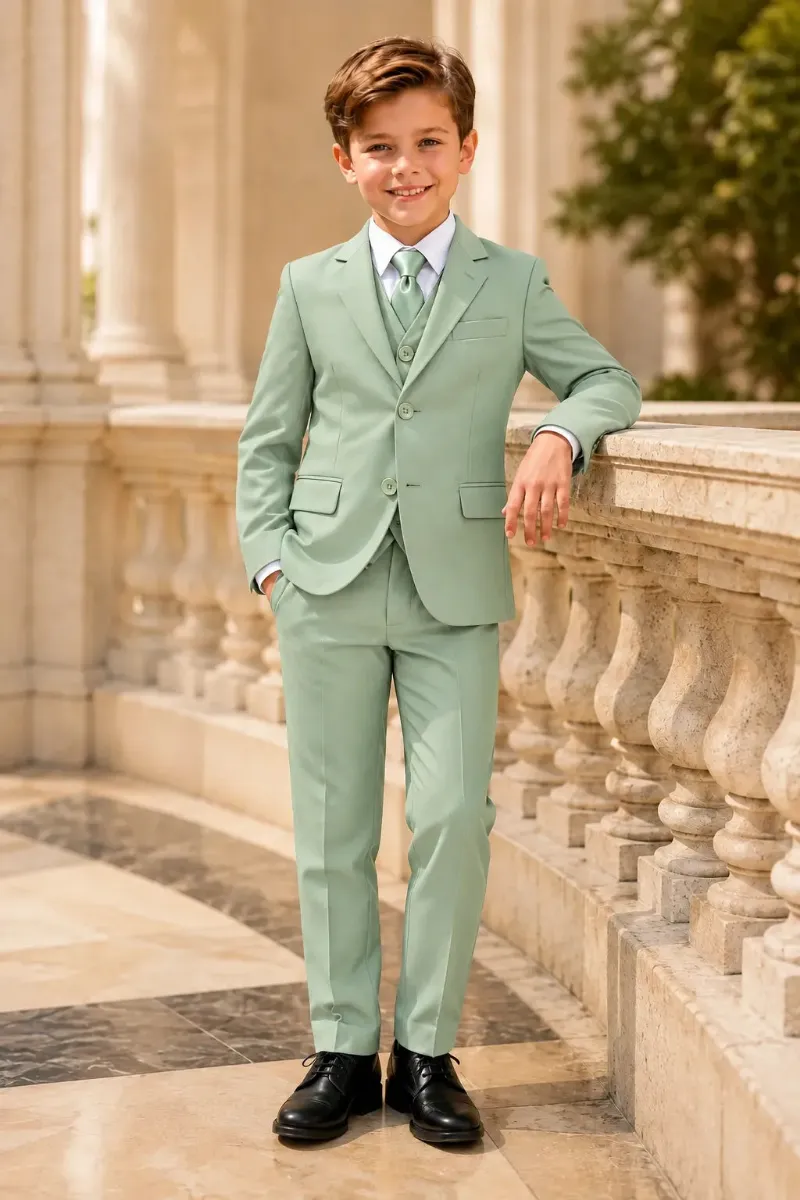 Wehilion Boys Timeless 3 Piece Formal Suit, classic jacket, vest, and trousers set