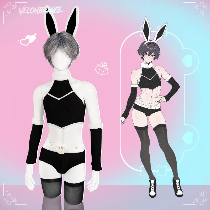 Velombrance Cosplay Cute Bunny Ear Knitwear 5-piece knit bunny costume set photo