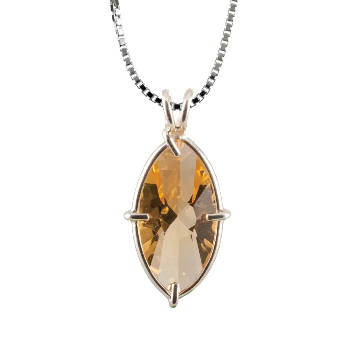 VOLTLIN Citrine Infinite Eye Chain Pendant showing Citrine stone in silver Infinite Eye pendant on chain