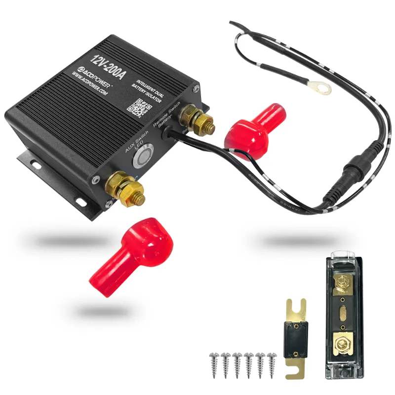 ACOPOWER 12V 200 Amp Dual Battery Isolator Kit with automatic voltage detection and emergency start button