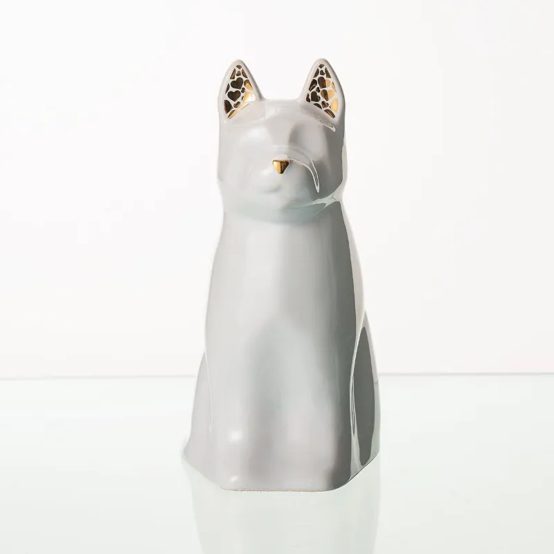 Pulvis Art Urns Barkley Pet Urn for Dog in white ceramic with gold finish details