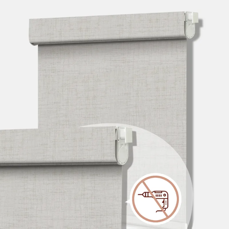 Bringnox No Drill Motorized Roller Shades 100% Blackout Vigor featuring textured fabric