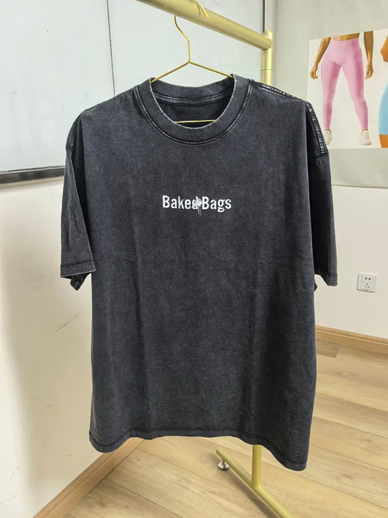 Baked Bags Shirt vintage-washed tee with cracked logo front and back