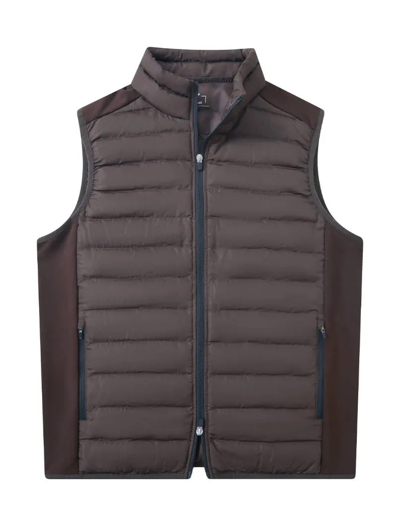 DTWOOO Waterproof Performance Vest in Brown, quilted golf vest with stretch sides